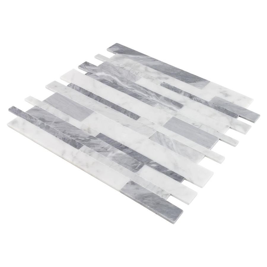 Peel&Stick Mosaics Peel and Stick Skyline Gray and White 12-in x 12-in ...