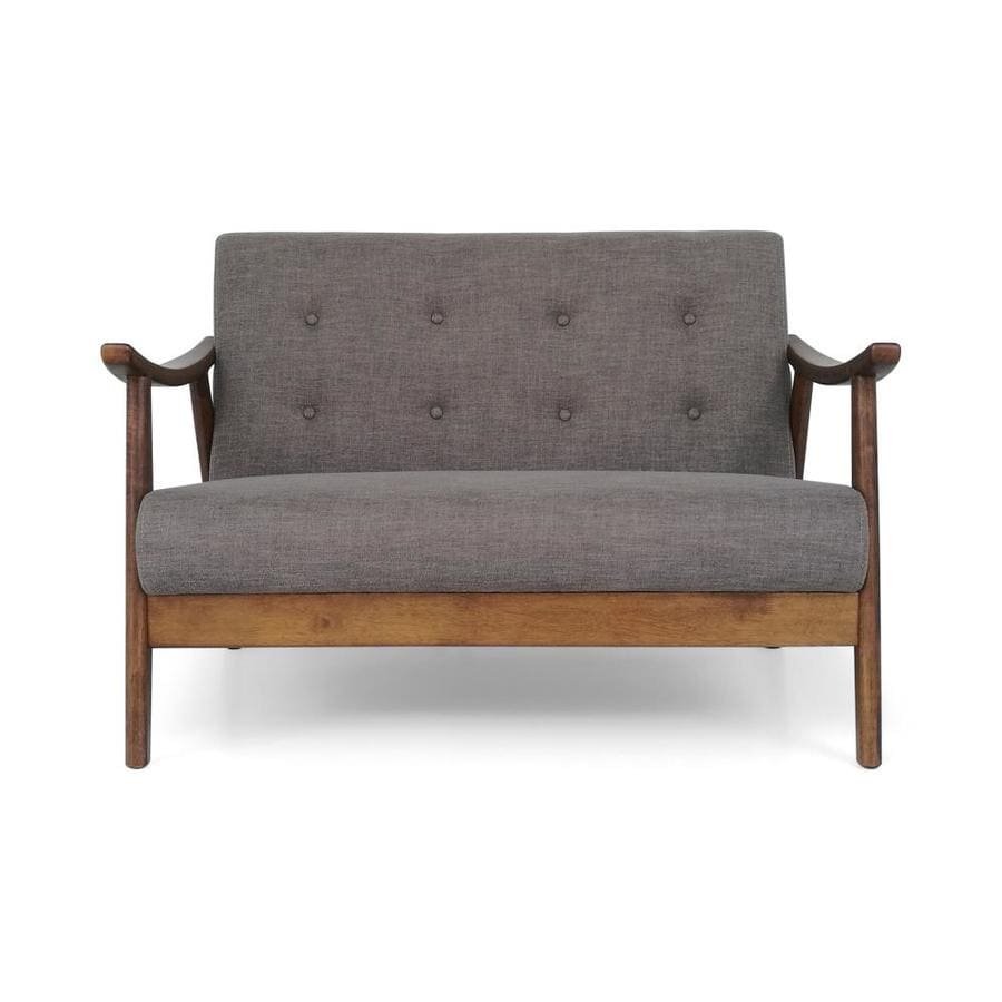 Hetel Mid-Century Modern Settee Dark Gray - Christopher Knight Home: Rubberwood Frame, Polyester Upholstery, Button Tufted