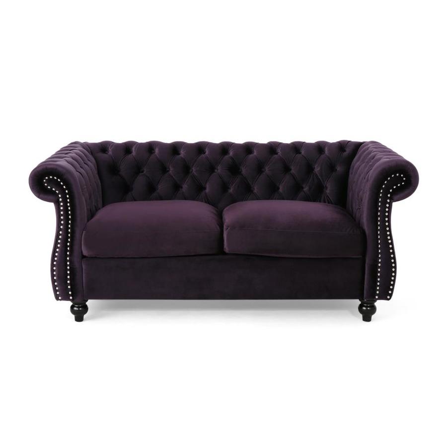 Somerville Traditional Chesterfield Loveseat Blackberry - Christopher Knight Home: Elegant Scrolled Arms & Nailhead Trim