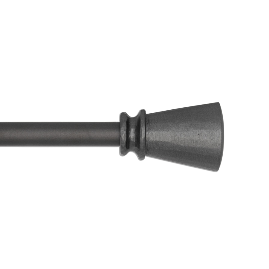 Style Selections 85-0206-961 48-in to 84-in Gunmetal Steel Single curtain rod with Finials