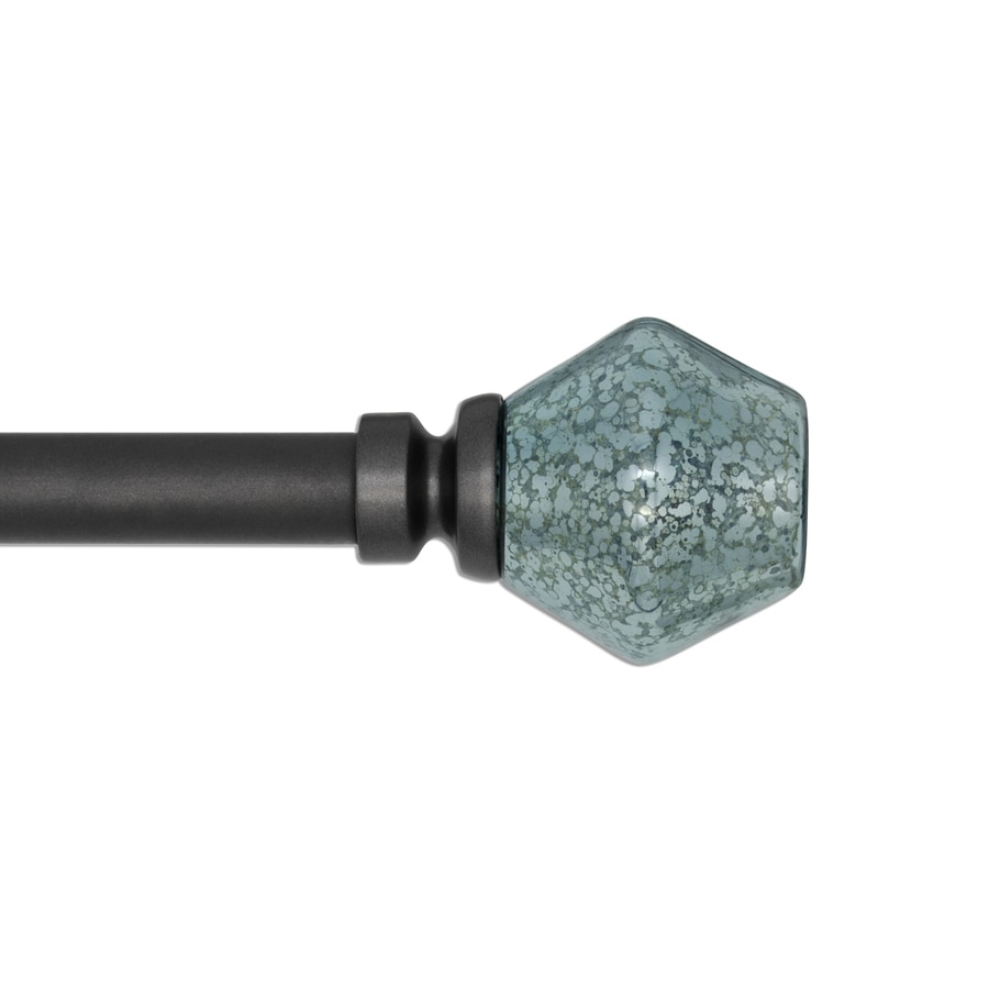 Style Selections 85-0207-961 28-in to 48-in Gunmetal/Blue Steel Single curtain rod with Finials