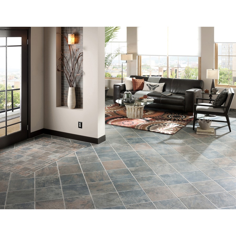 Style Selections Aspen Sunset 12-in x 12-in Glazed Porcelain Slate Tile ...