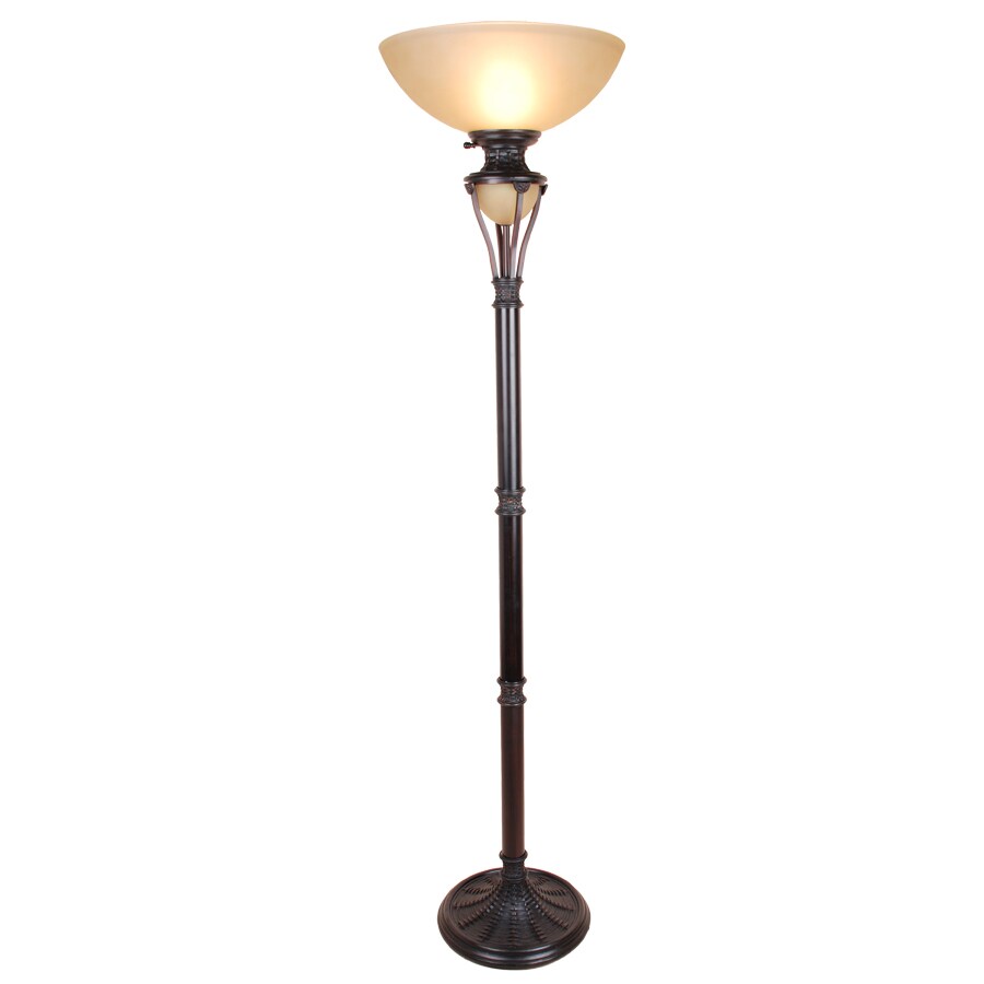 Allen Roth 73 In Bronze Torchiere Floor Lamp With Gl Shade At Allen Roth 73 In Bronze Torchiere Floor Lamp With Gl Shade
