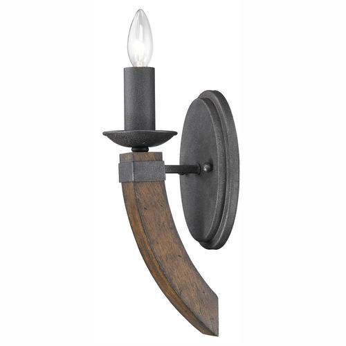 Golden Lighting Madera 5in W 1Light Black Iron Rustic Wall Sconce in the Wall Sconces