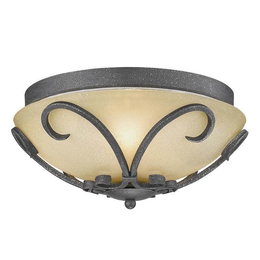 Golden Lighting Madera 13 In Black Iron Rustic Flush Mount