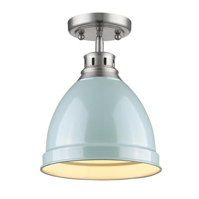 Golden Lighting Duncan 8.88-in Pewter Transitional Incandescent Flush Mount Light Golden Lighting Duncan 8.88-in Pewter Transitional Incandescent Flush Mount Light