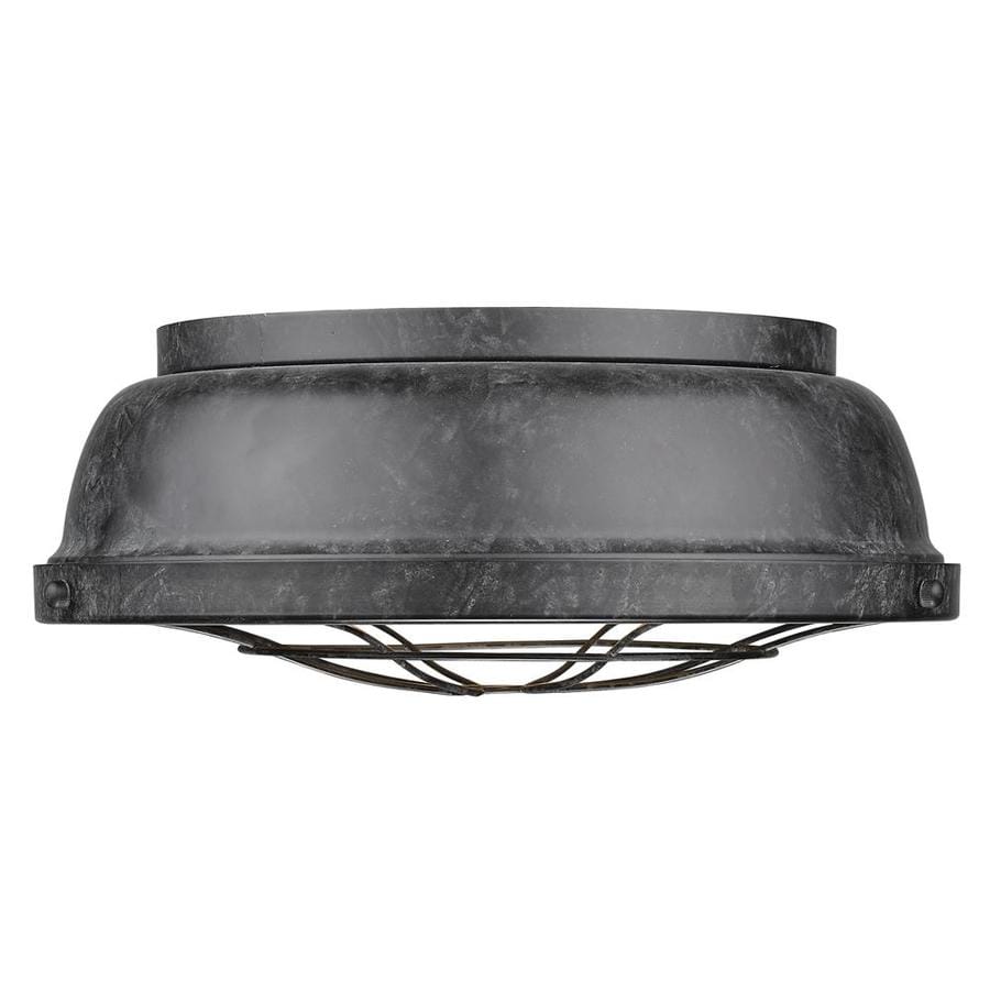 Golden Lighting Bartlett 14-in Black Patina Rustic Incandescent Flush Mount Light