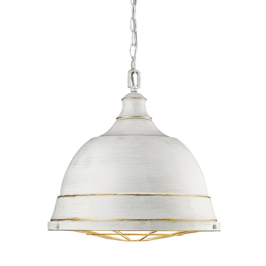 Golden Lighting Bartlett French White Pendant Light Rustic Dome Pendant Light