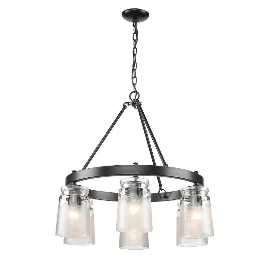 Golden Lighting Travers 6-Light Black Transitional Clear Glass Chandelier