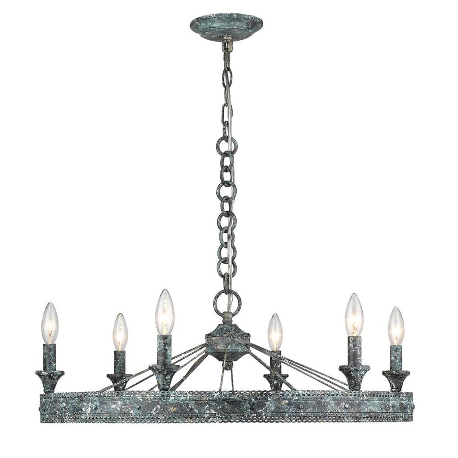 Golden Lighting Ferris 6-Light Blue Verde Patina Rustic Chandelier