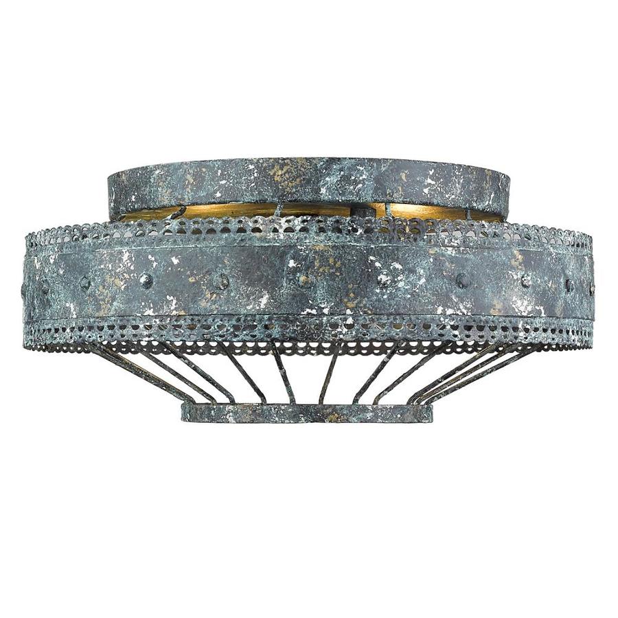 Golden Lighting Ferris 6-in Blue Verde Patina Rustic Incandescent Flush Mount Light