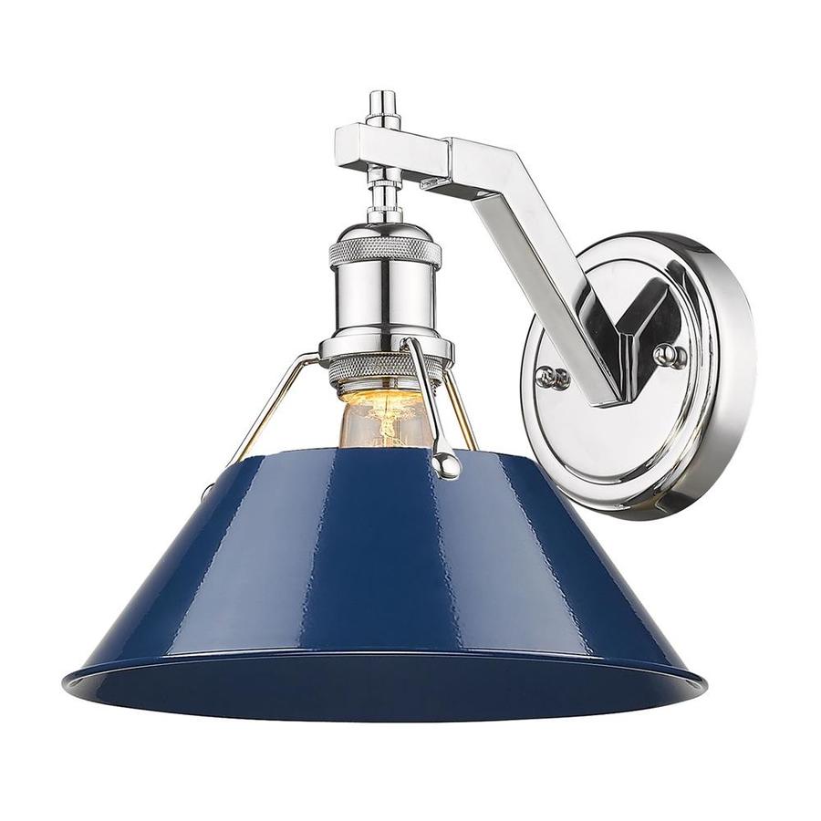 Golden Lighting Orwell 10in W 1Light Chrome with Navy Blue Shade