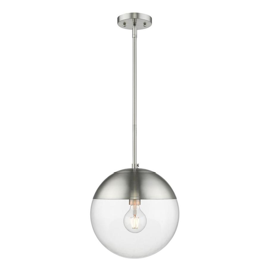 Golden Lighting Dixon Pewter Pendant Light Mid-century Clear Glass Globe Pendant Light