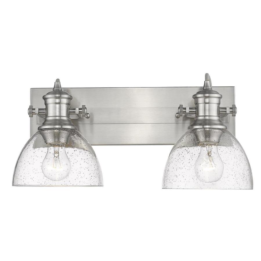 Golden Lighting Hines 2 Light Pewter With Seeded Glass Bath Vanity Light