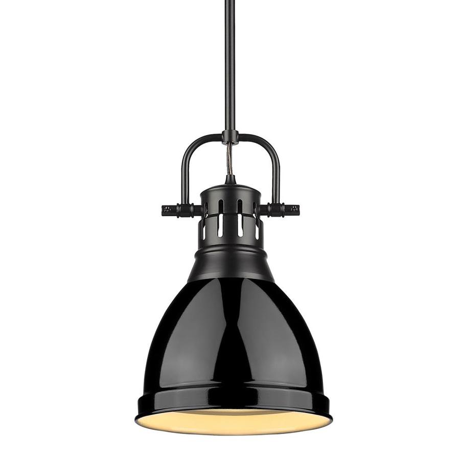 Golden Lighting Duncan Black Pendant Light Transitional Dome Pendant Light