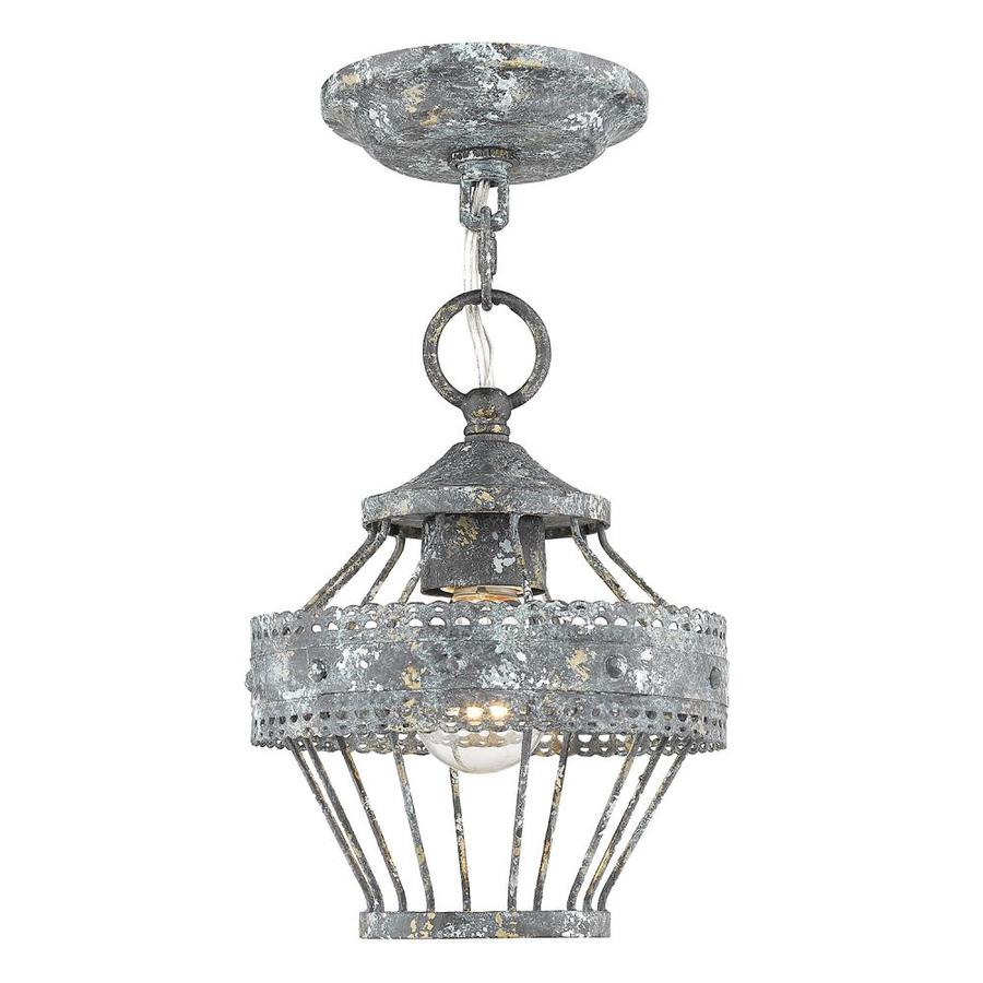 Golden Lighting Ferris 10.25-in Blue Verde Patina Rustic Semi-flush Mount Light