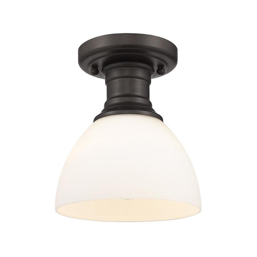 Golden Lighting Hines 6.875-in Rubbed Bronze Transitional Incandescent Semi-flush Mount Light