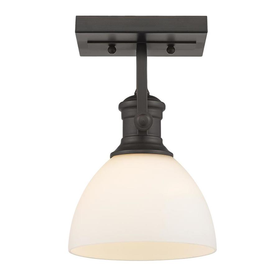 Golden Lighting Hines 8.325-in Rubbed Bronze Transitional Incandescent Semi-flush Mount Light