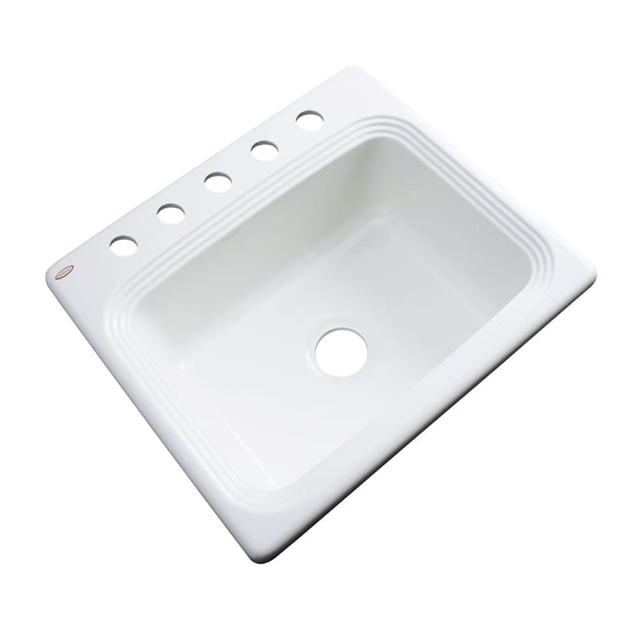 Dekor Master 25-in x 22-in White Single Bowl Drop-In 5-Hole Residential Kitchen Sink