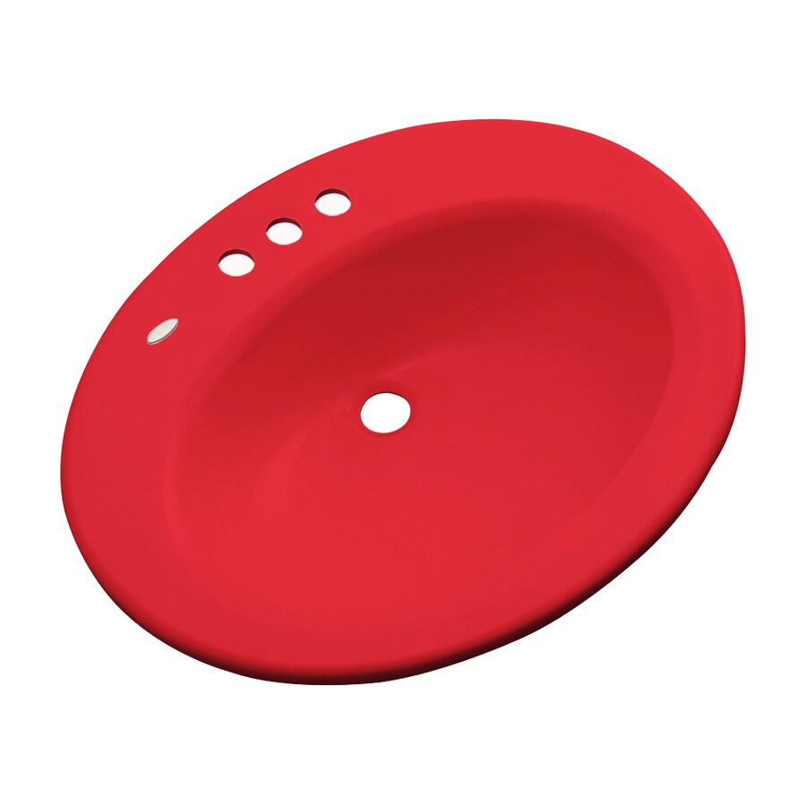 Dekor Avalon Composite Drop-in Oval Red Bathroom Sink ( 22.75-Inches x ...