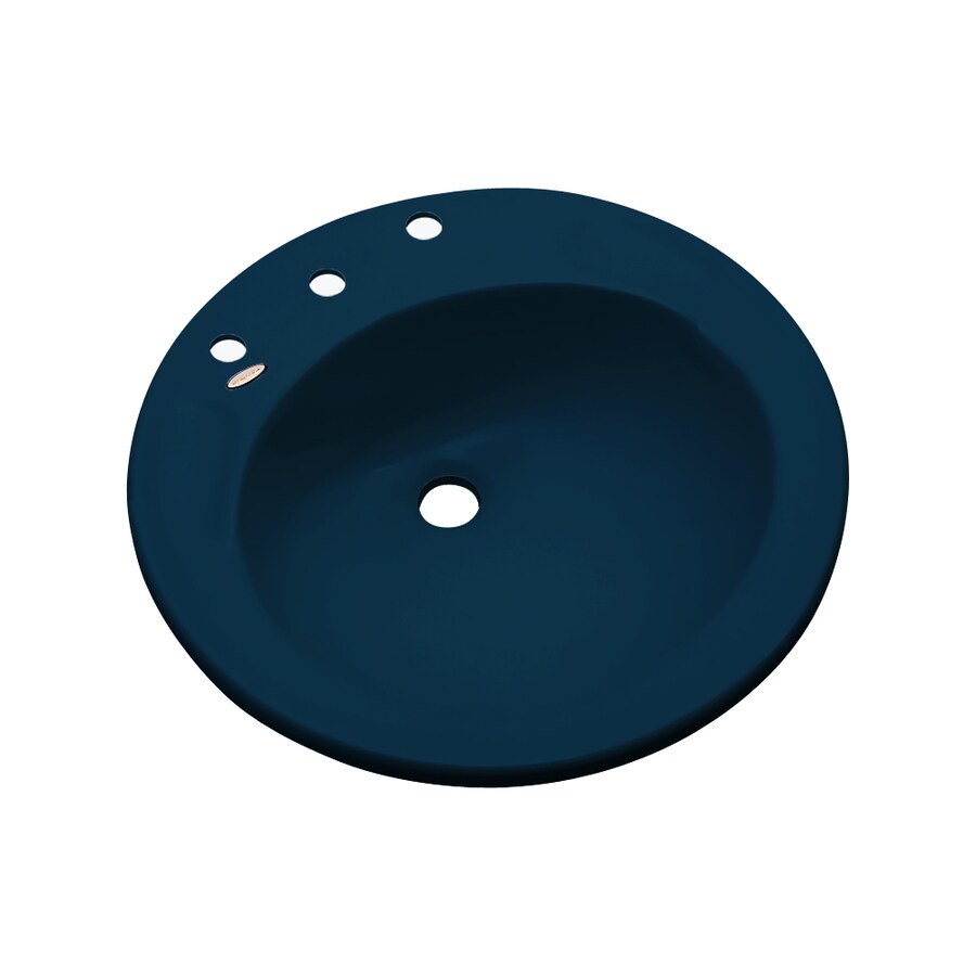Dekor Woodcrest Composite Drop-in Round Navy blue Bathroom Sink ( 19 ...