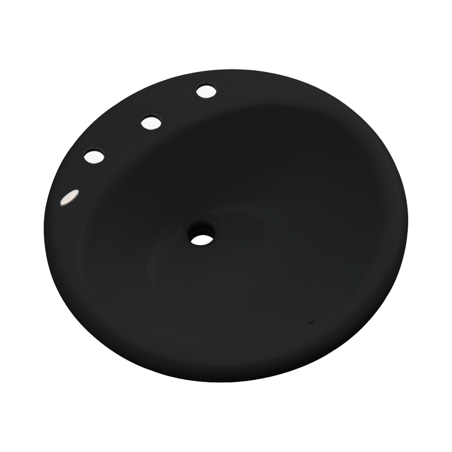 Dekor Newbury Black Composite DropIn Round Bathroom Sink with Overflow