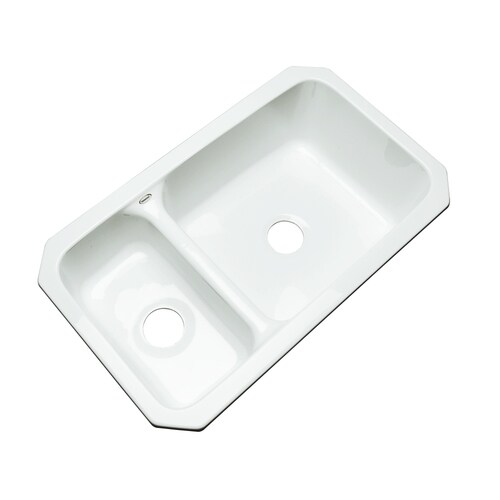 Dekor Master 33in x 18.25in White Double Offset Bowl Undermount