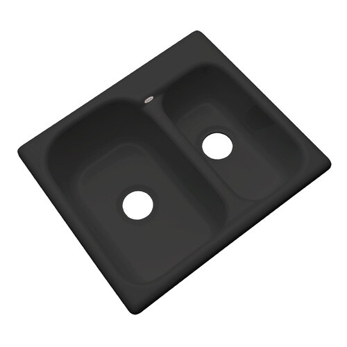 Dekor Master Undermount 25in x 21in Black Double Equal Bowl Kitchen
