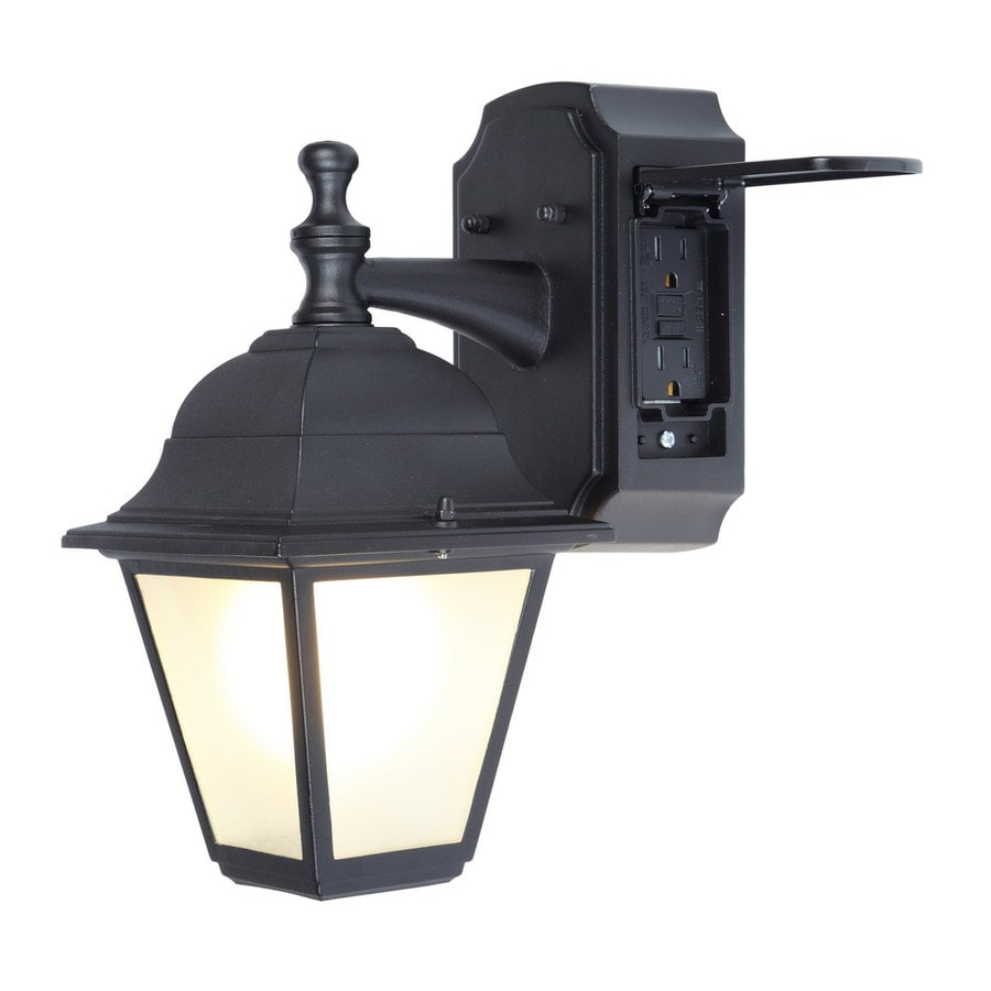 Shop Portfolio GFCI 11.81in H Black Outdoor Wall Light at