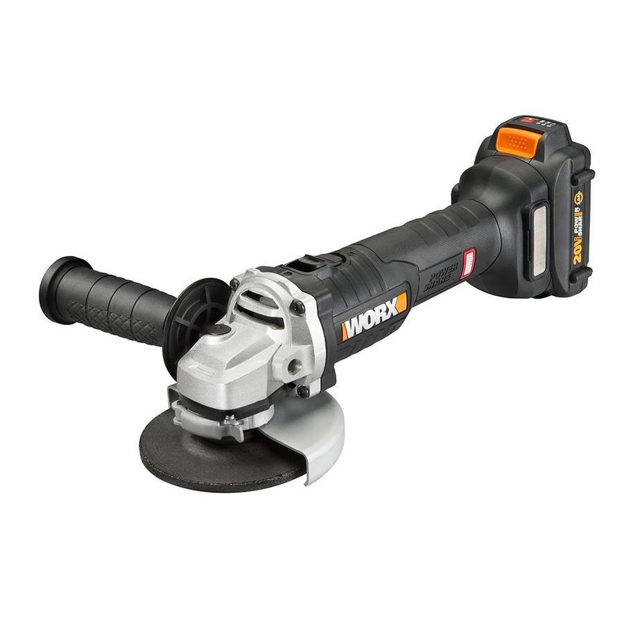 WORX 4.5-in 20-Volt Max Sliding Switch Brushless Cordless Angle Grinder ...