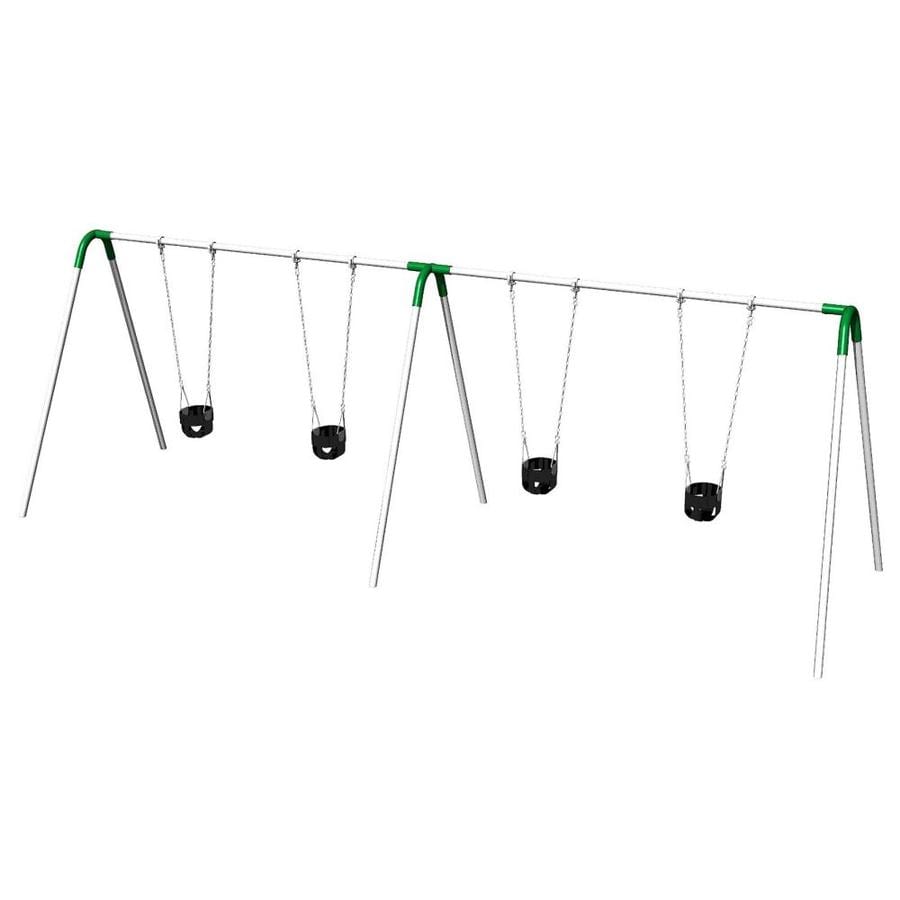 Ultra Play Double Bay Green/Galvanized Steel Freestanding Swings at