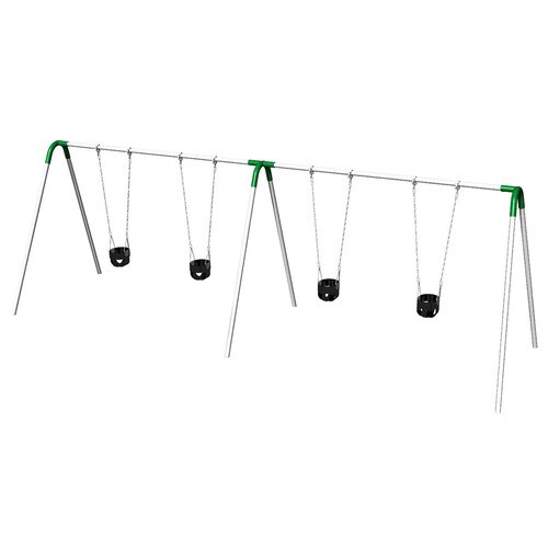 Ultra Play Double Bay Green/Galvanized Steel Freestanding Swings at