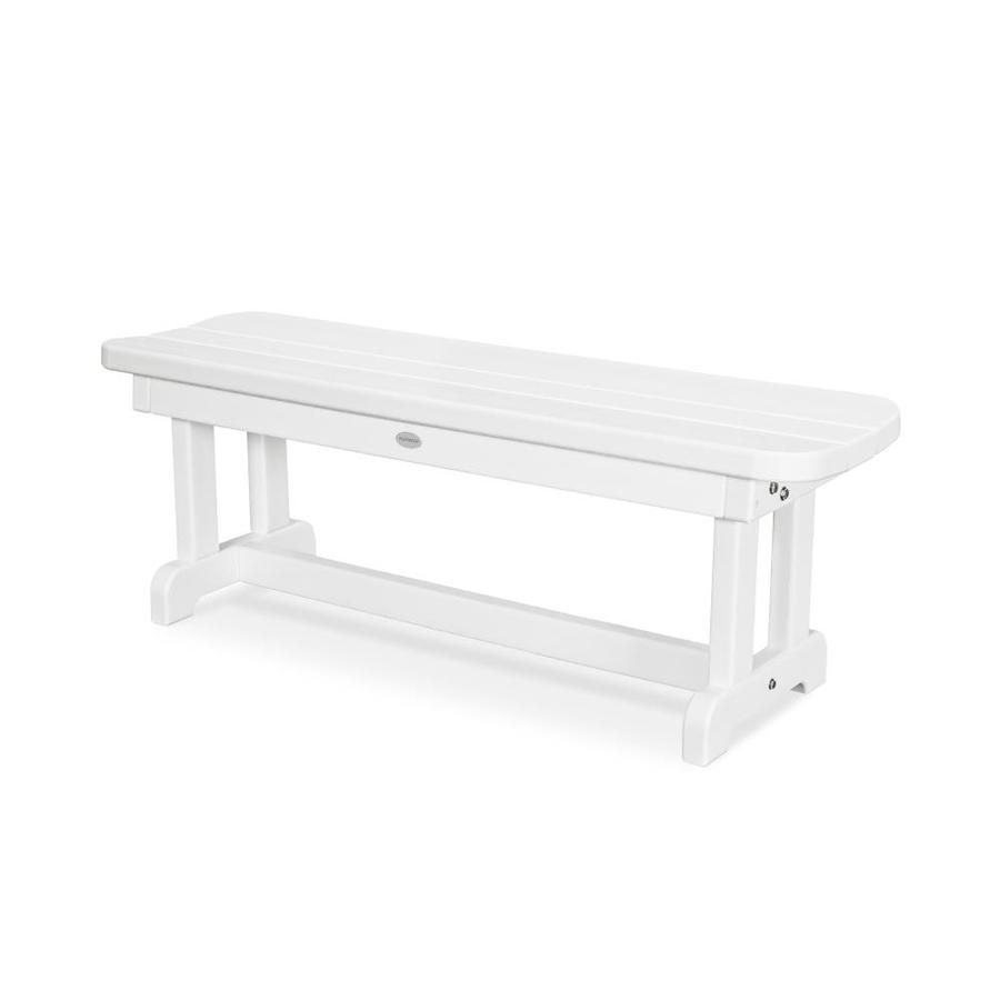 POLYWOOD Park 14.5in W x 48in L White Plastic Patio Bench at