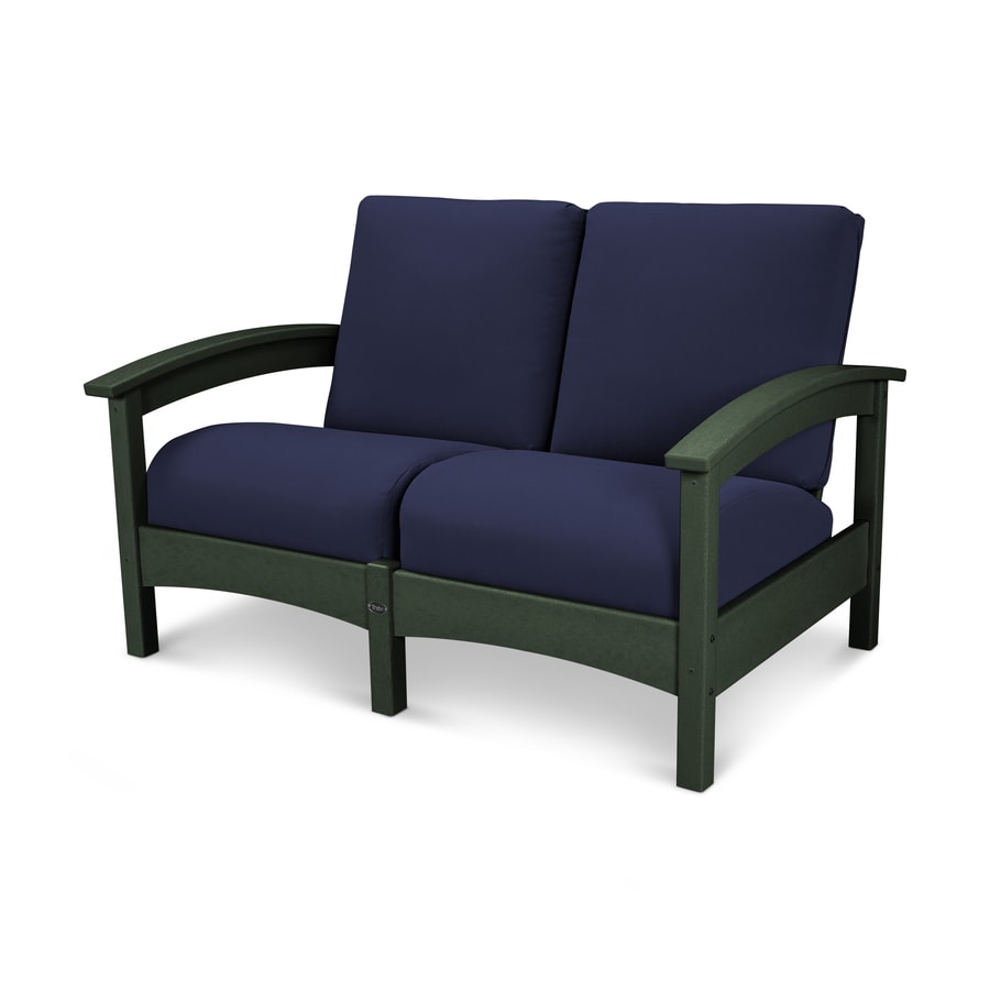 Trex Outdoor Furniture Rockport Solid Cushion Rainforest Canopy Trex Outdoor Furniture Rockport Solid Cushion Rainforest Canopy Navy Plastic Loveseat