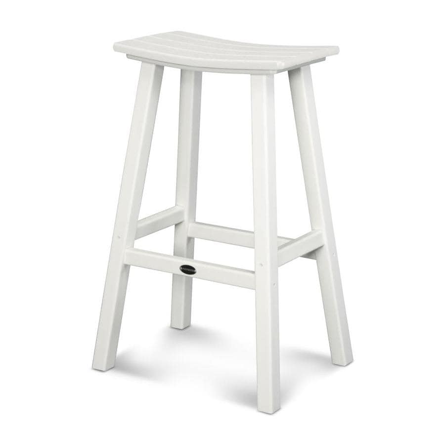 POLYWOOD White Plastic Patio Bar Stool Chair at