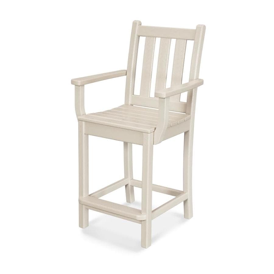POLYWOOD Traditional Garden HDPE Bar Stool Chair with Slat Seat at
