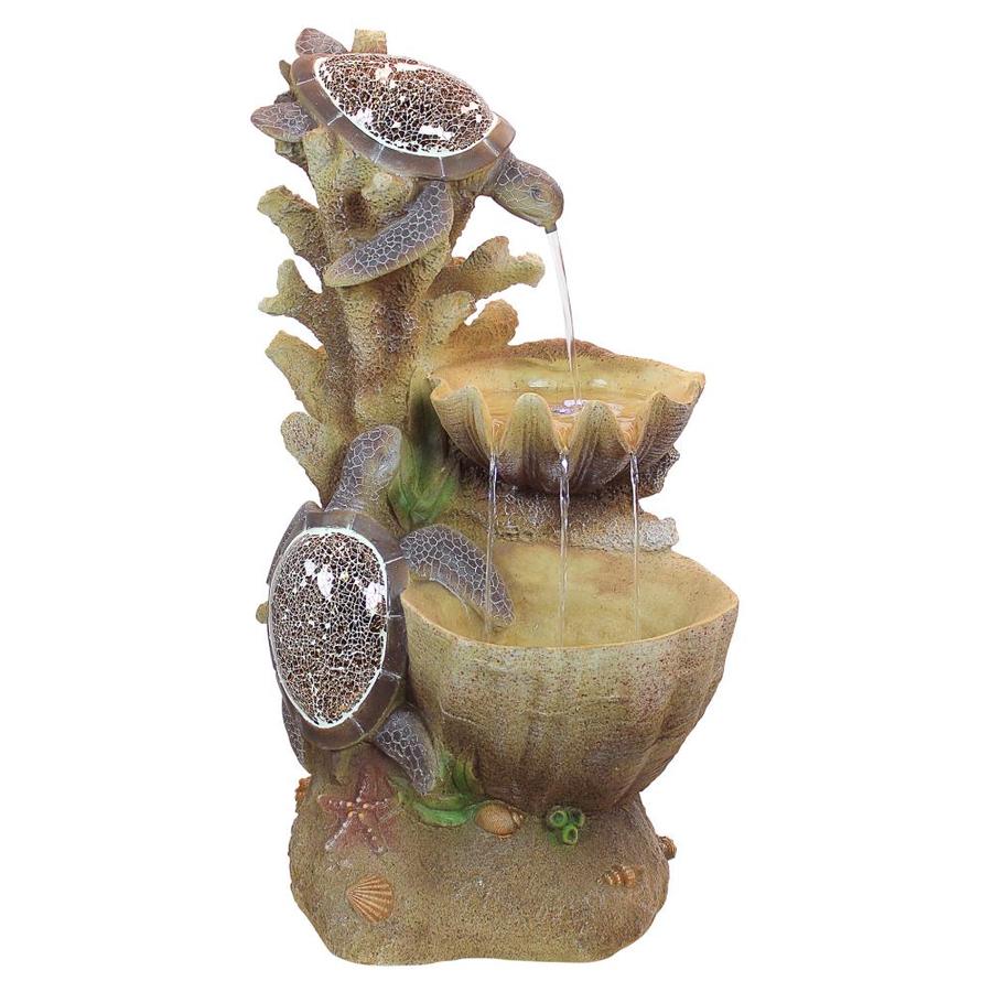 resin turtle cove cascading sculptural fountain with led light