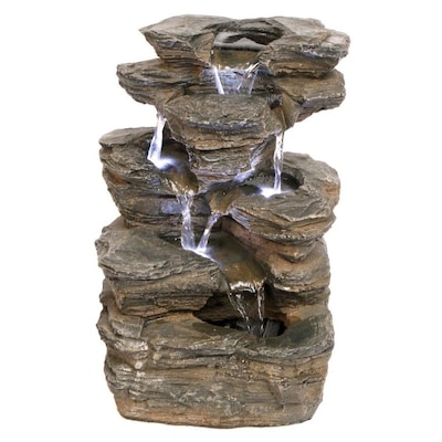 Design Toscano 17 5 In H Resin Rock Waterfall Outdoor Fountain At