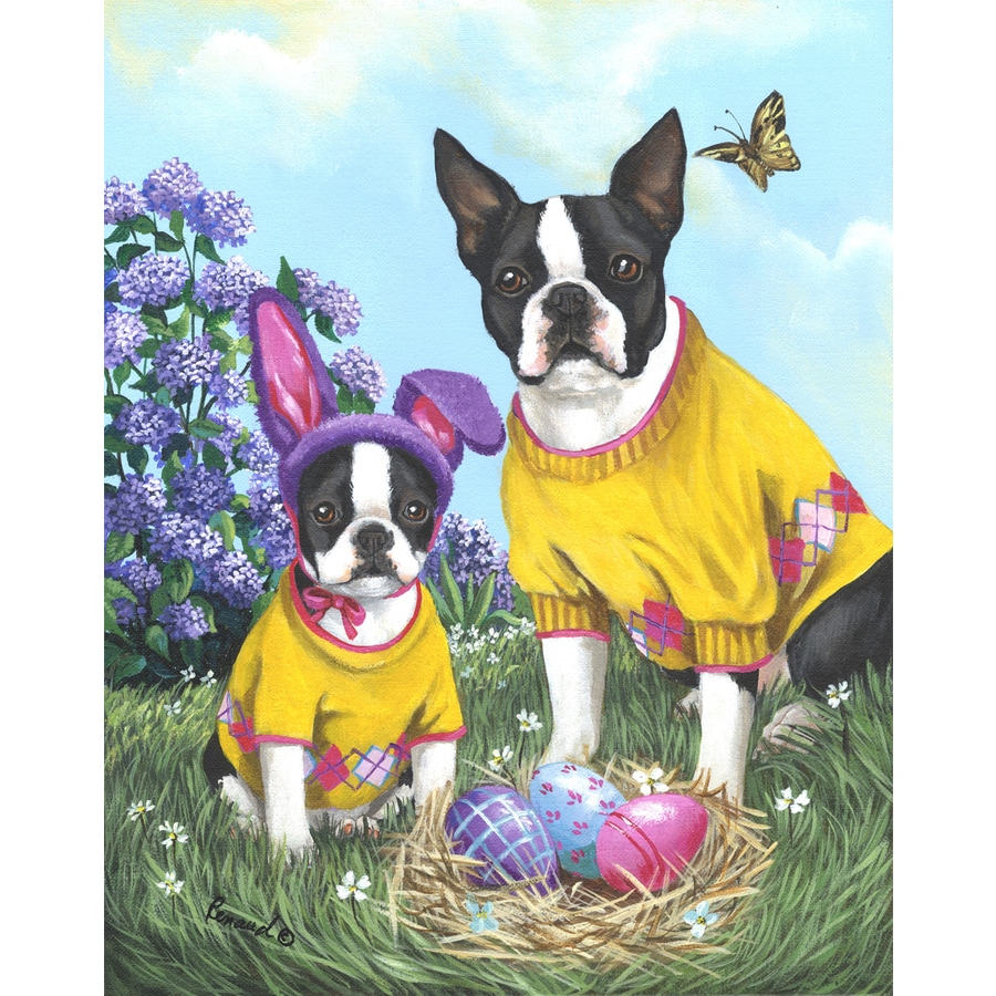 Precious Pet Paintings Boston Terrier 1.04-ft W x 1.5-ft H Easter Flag