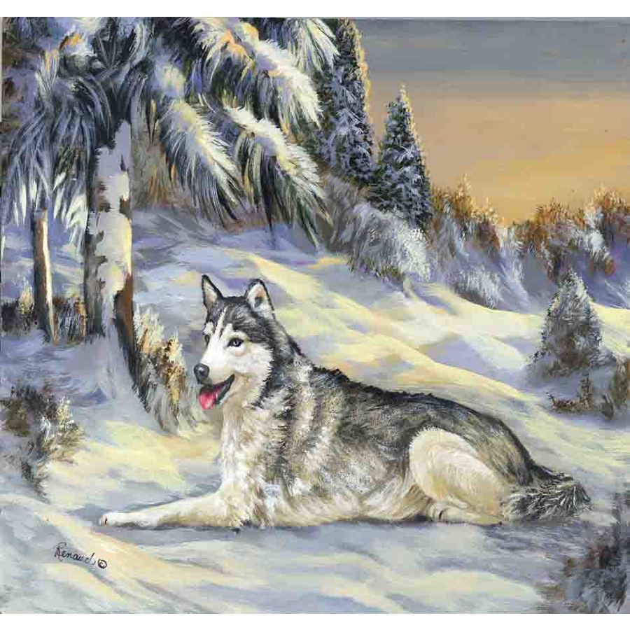 Precious Pet Paintings Siberian Husky 1 04 Ft W X 1 5 Ft H Winter