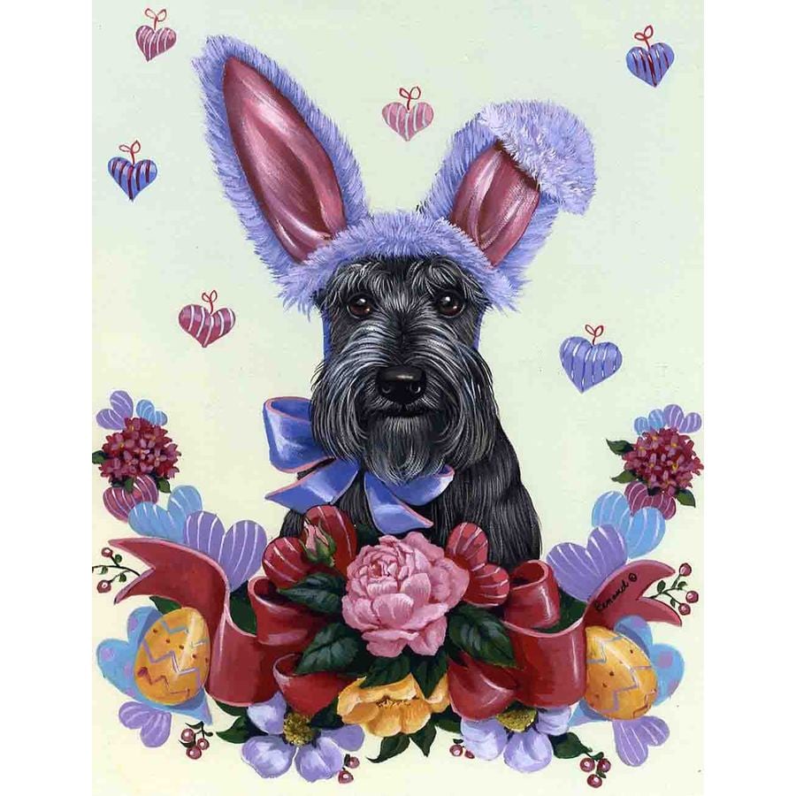 Precious Pet Paintings Scottish Terrier 2.33-ft W x 3.33-ft H Easter Flag