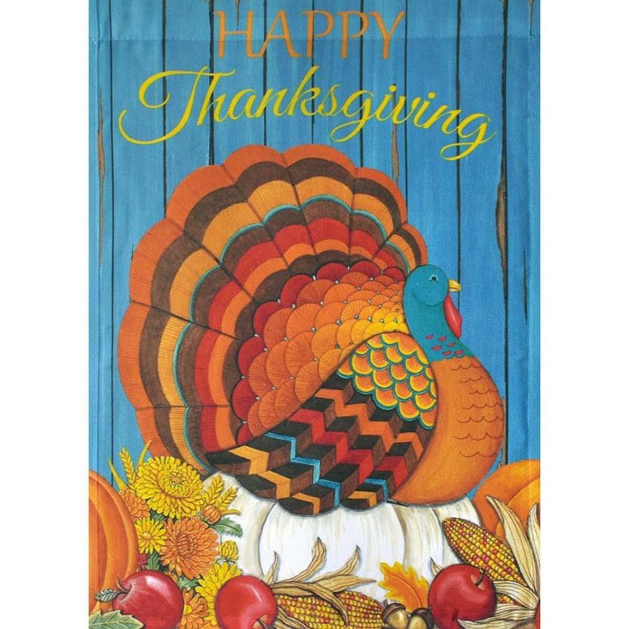 Rain or Shine 2.33-ft W x 3.33-ft H Thanksgiving House Flag at Lowes.com