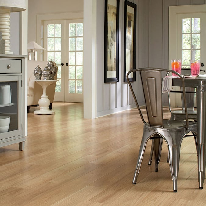 allen + roth Golden Butterscotch 5.98in W x 3.95ft L Embossed Wood Plank Laminate Flooring in