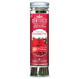 ScentSicles 6-Pack Green Scentsicles Scented Ruby Red Poinsettia Disc Ornament Set