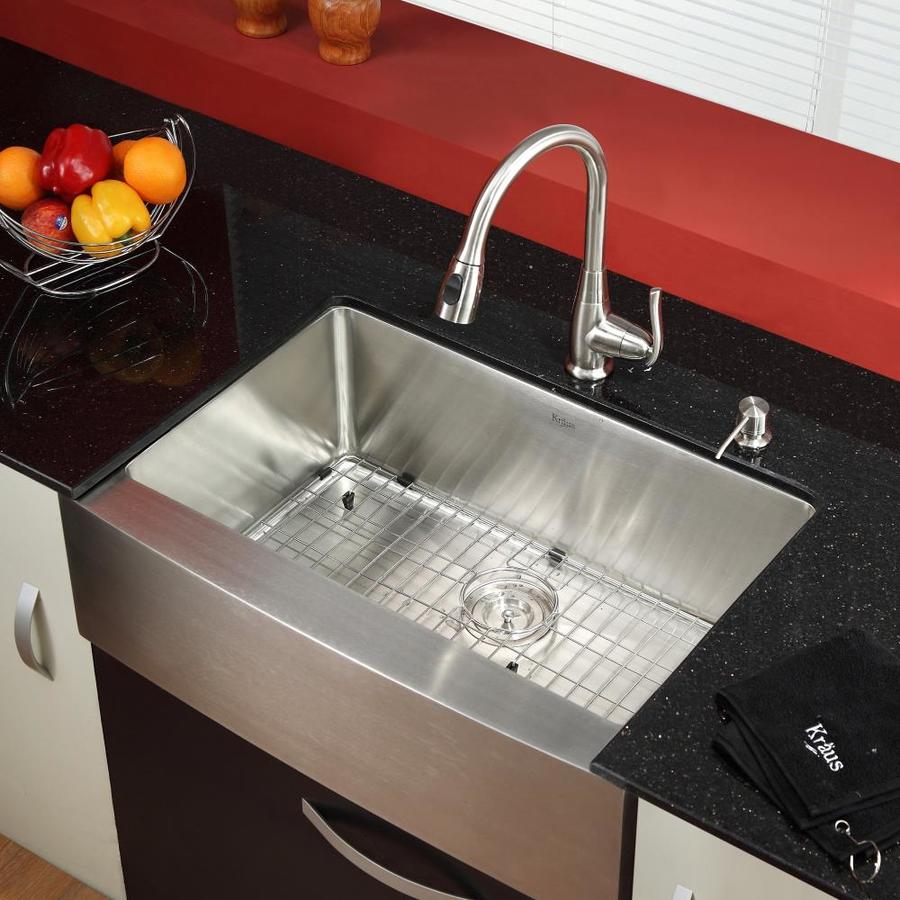 Kitchen Combo 29 75 In X 20 In Steel Stainless Single Basin Undermount Apron Front Farmhouse Residential Kitchen Sink All In One Kit