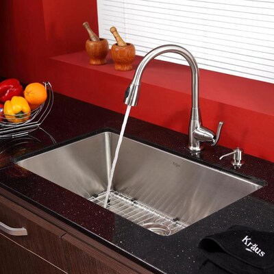 Kitchen Combo 30 In X 18 In Steel Stainless Single Basin Undermount Residential Kitchen Sink All In One Kit