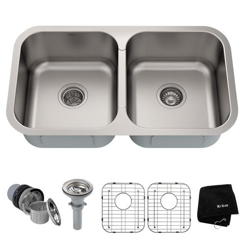 Kraus Premier Kitchen Sink 31 38 In X 18 Stainless Steel Double Equal Bowl Undermount Residential The Sinks Department At Lowes Kraus Premier Kitchen Sink 31 38 In X 18 Stainless Steel Double Equal Bowl Undermount Residential The Sinks Department At Lowes