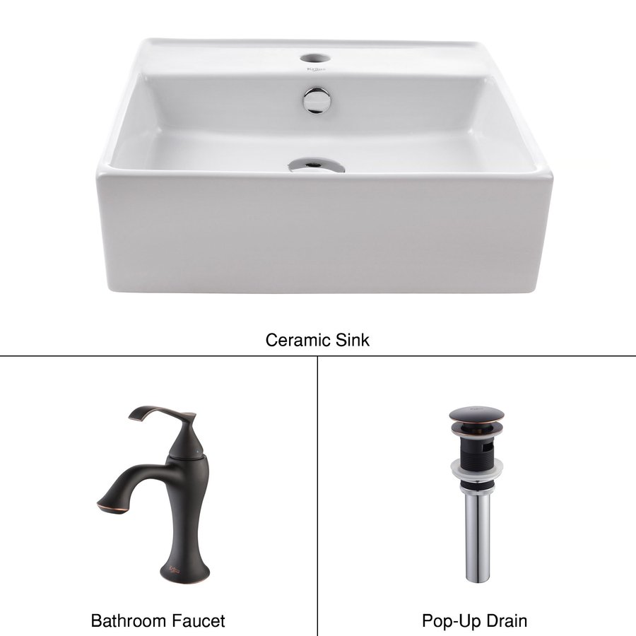 Kraus Viva Thin Ceramic Above Counter Bathroom Sink - 15.75" Round, White, Scratch & Stain Resistant