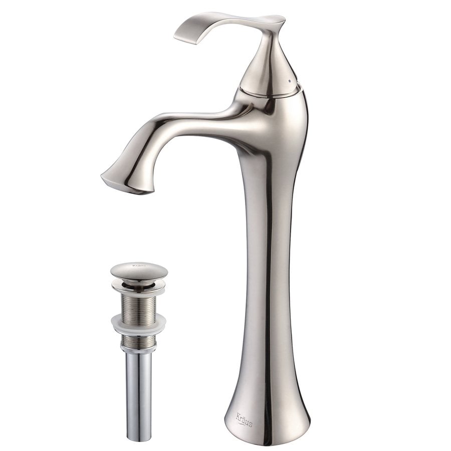 Kraus Ventus Brushed Nickel 1handle Vessel WaterSense Bathroom Sink Faucet with Drain at