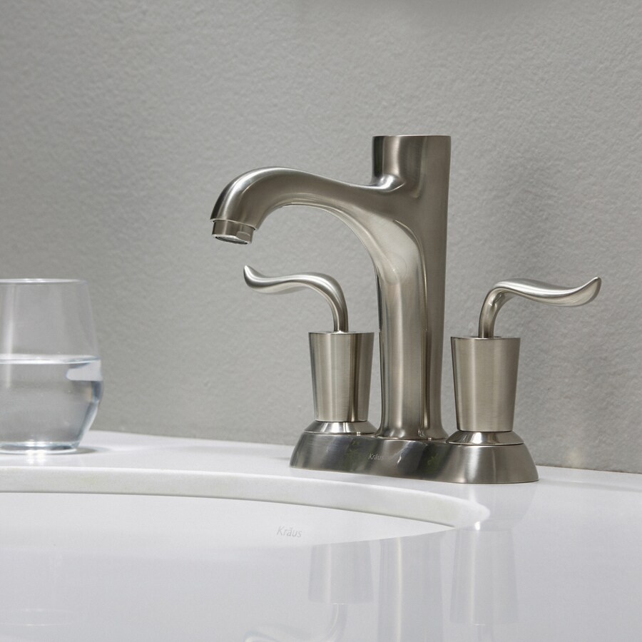 Kraus Premier Brushed Nickel 2-handle 4-in centerset WaterSense ...